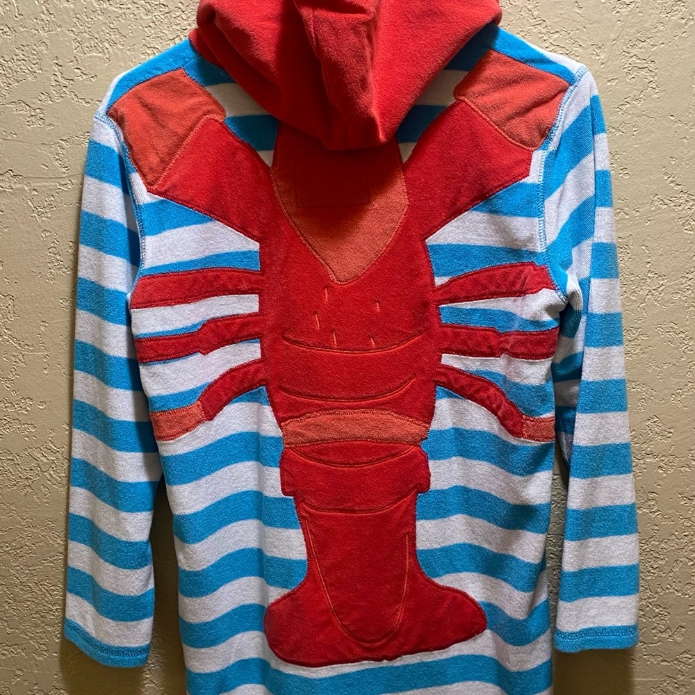 Mini Boden Lobster Terry Cloth Swim Hoodie Cover Up Dress Size: 11-12 - Picture 3 of 5